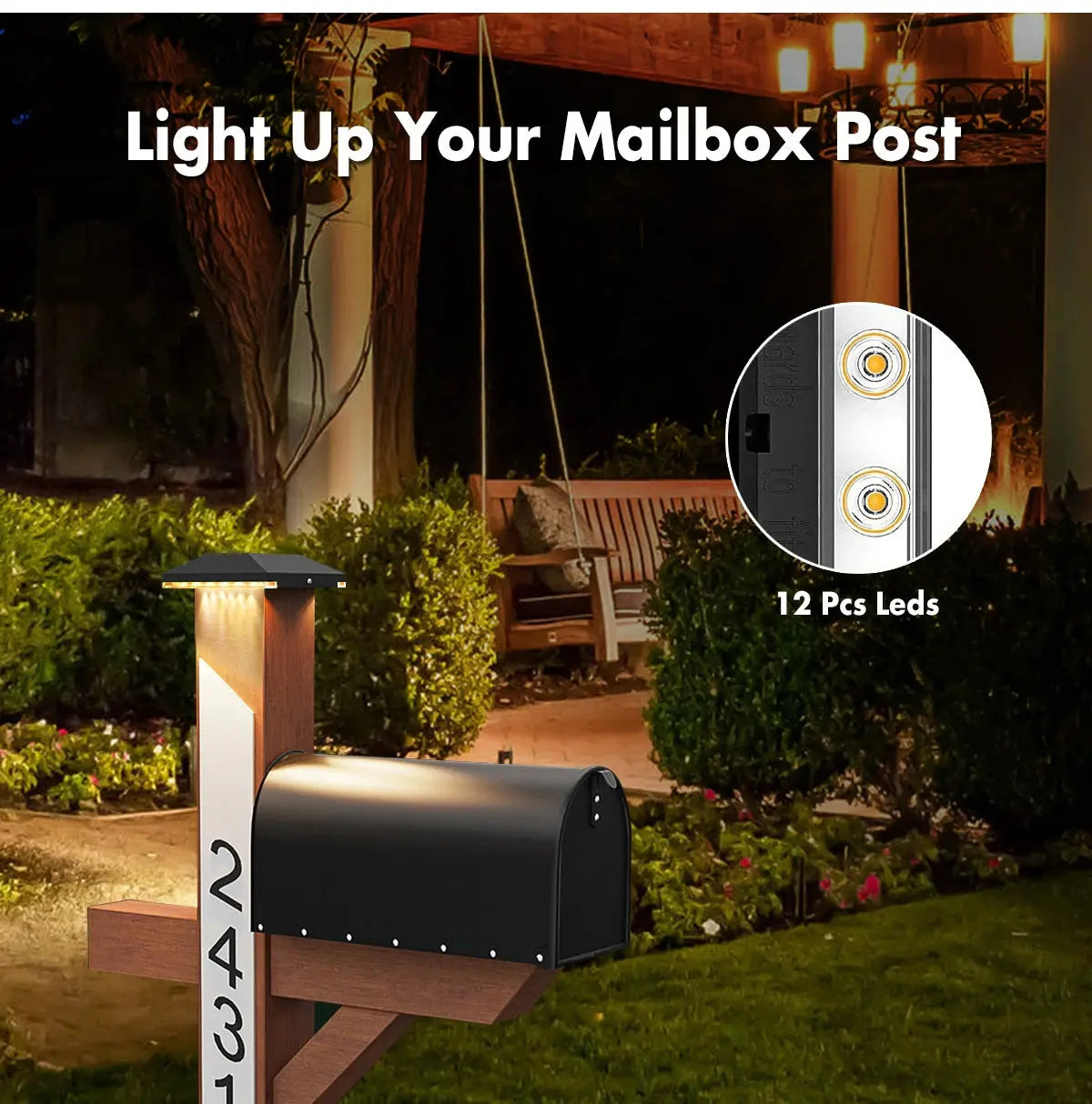 2/6 Packs Solar Post Cap Light Fence Outdoor Garden Black Deck Light for 3.5x3.5 4x4 Wooden Vinyl Post Gate patio Solar Cap Lamp tableandwalllamps