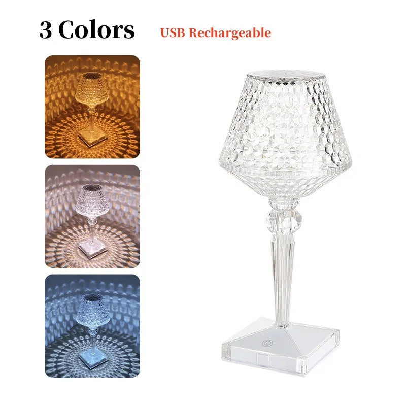 Crystal Table Lamp Rechargeable Touch Light-changing Eye Protection Lamp For Home Bedroom Bedside Decoration Lights Dropshipping tableandwalllamps