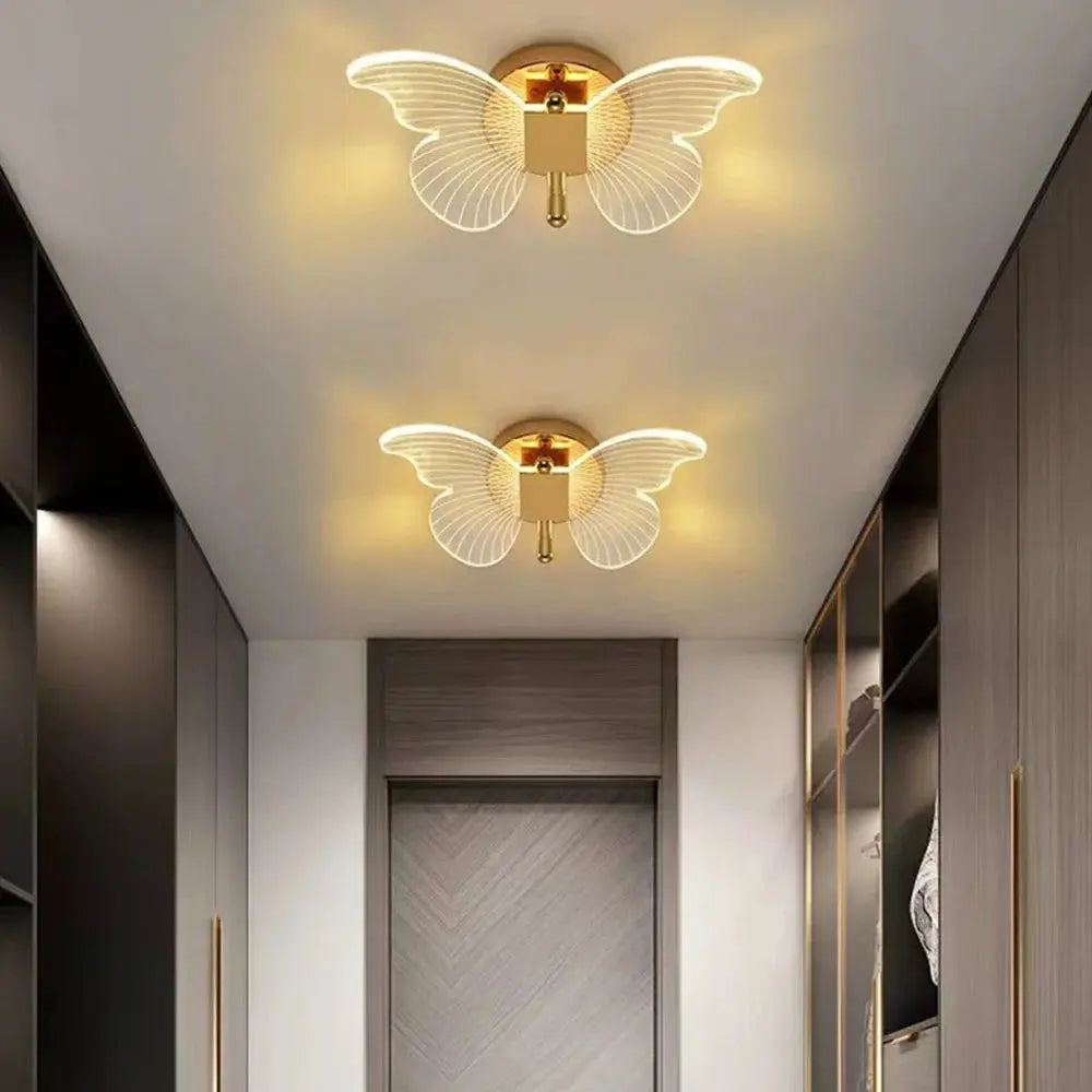 Butterfly LED Wall Lamp Interior Modern Metal Acrylic 110V-220V Wired Wall Lamp Tricolor Adjustment Bedside Wall Light Sconces tableandwalllamps