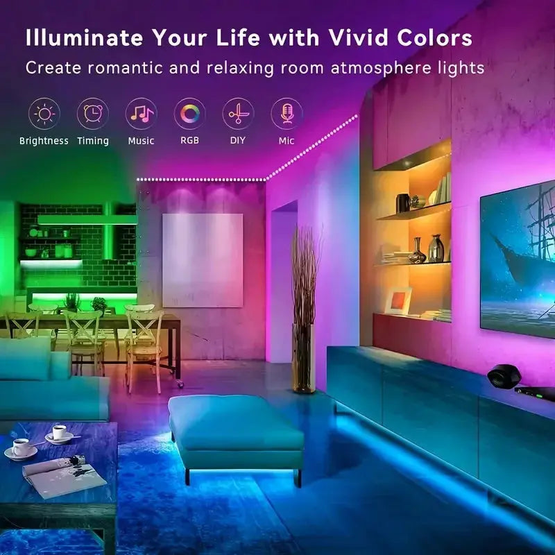 WIFI RGB LED Strip Light 5050 Bluetooth APP Control Led Flexible Diode Decoration For Festival Party TV Desk Bedroom tableandwalllamps