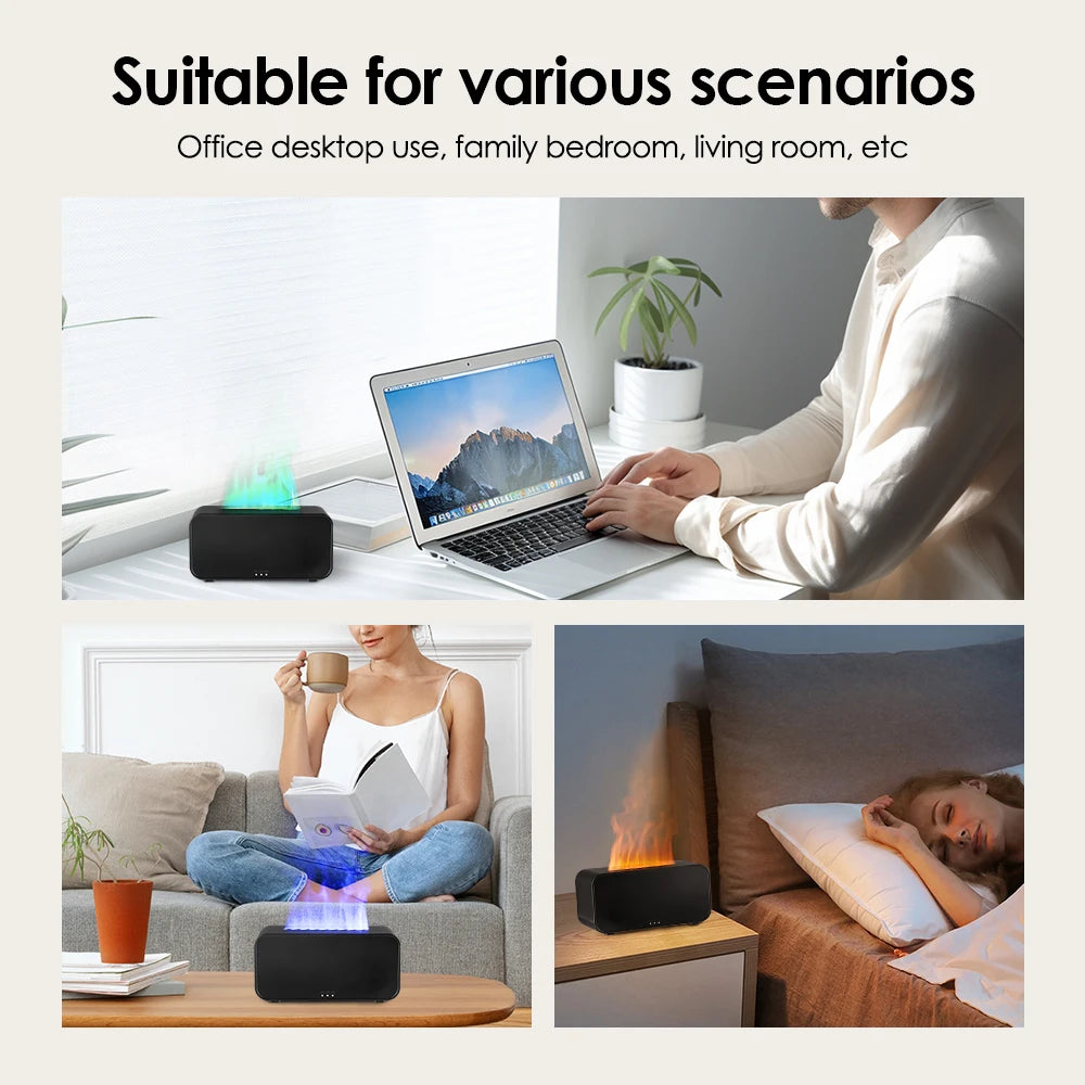 7 Colorful Flame Diffuser 120ml USB Air Humidifier Aromatherapy Essential Oil Diffuser Fragrance diffuser For Bedroom tableandwalllamps