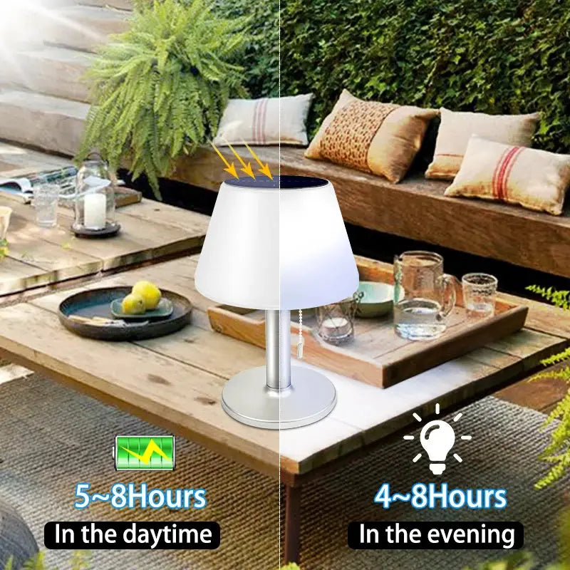 Solar Table White Night Light Household Outdoor Garden Indoor Desk Solar Read Lamp Stainless Steel Balcony LED Lighting Lamps tableandwalllamps