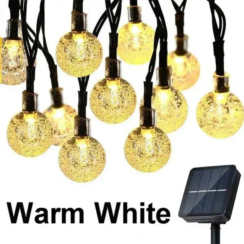 Solar String Lights Outdoor Crystal Fairy Light Chritmas Garland 8 Modes Waterproof Patio Light for Garden Party Decor tableandwalllamps