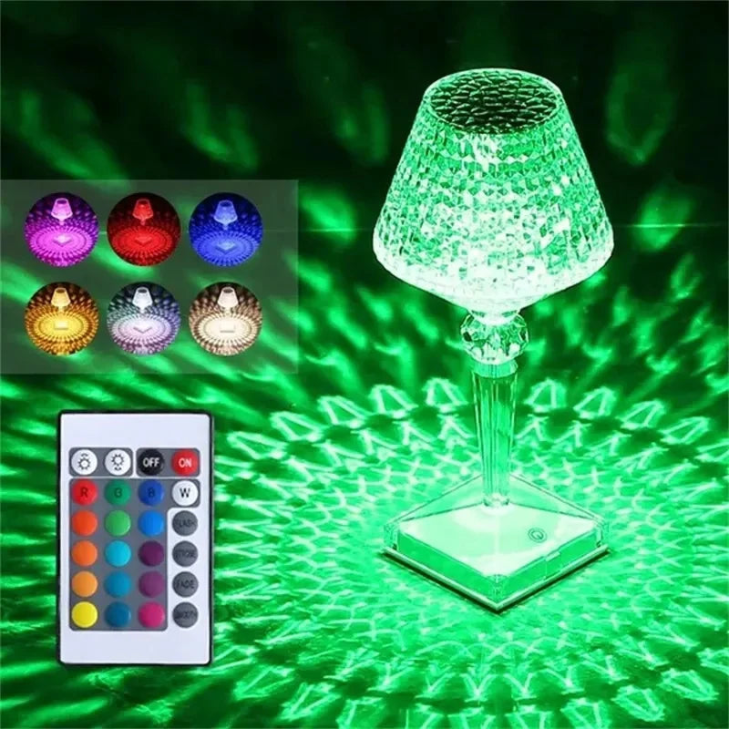 Crystal Table Lamp Rechargeable Touch Light-changing Eye Protection Lamp For Home Bedroom Bedside Decoration Lights Dropshipping tableandwalllamps