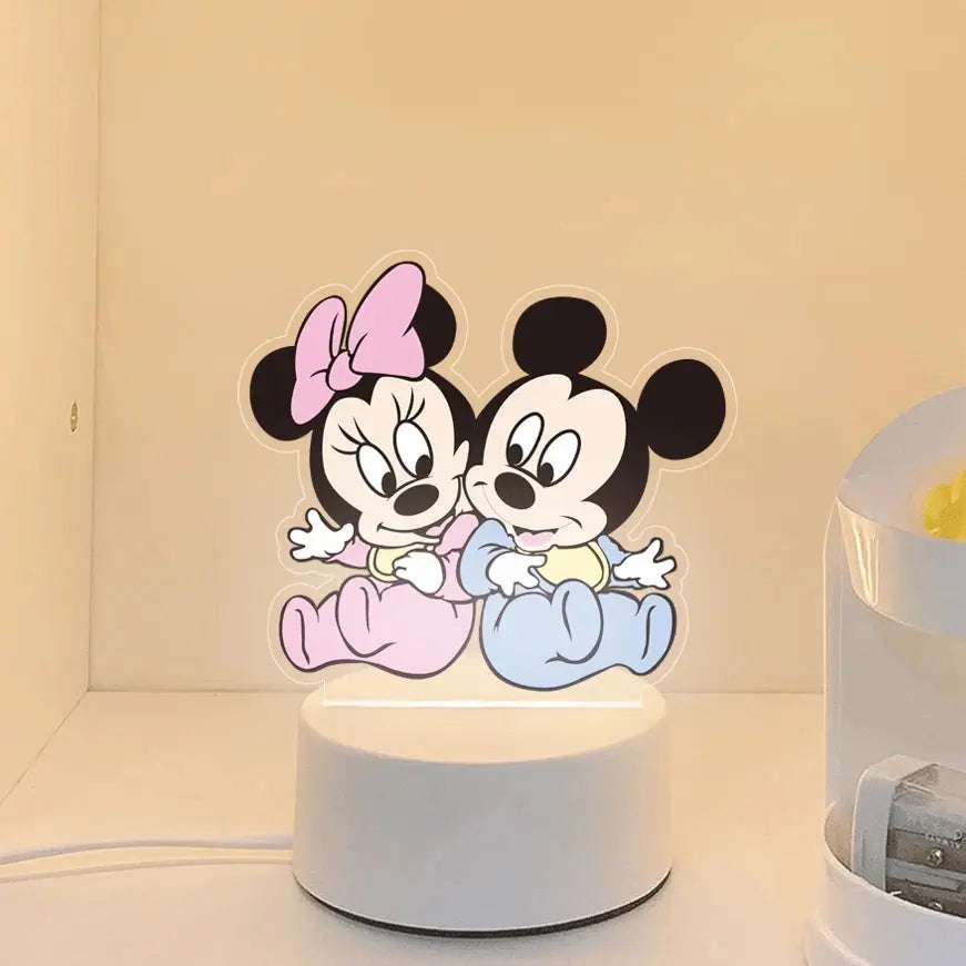 Disney Cartoon Mickey Minnie Mouse Ligthing Cute Ornament Night Light Bedroom Simple Led Lamp Creative Kids Gift tableandwalllamps