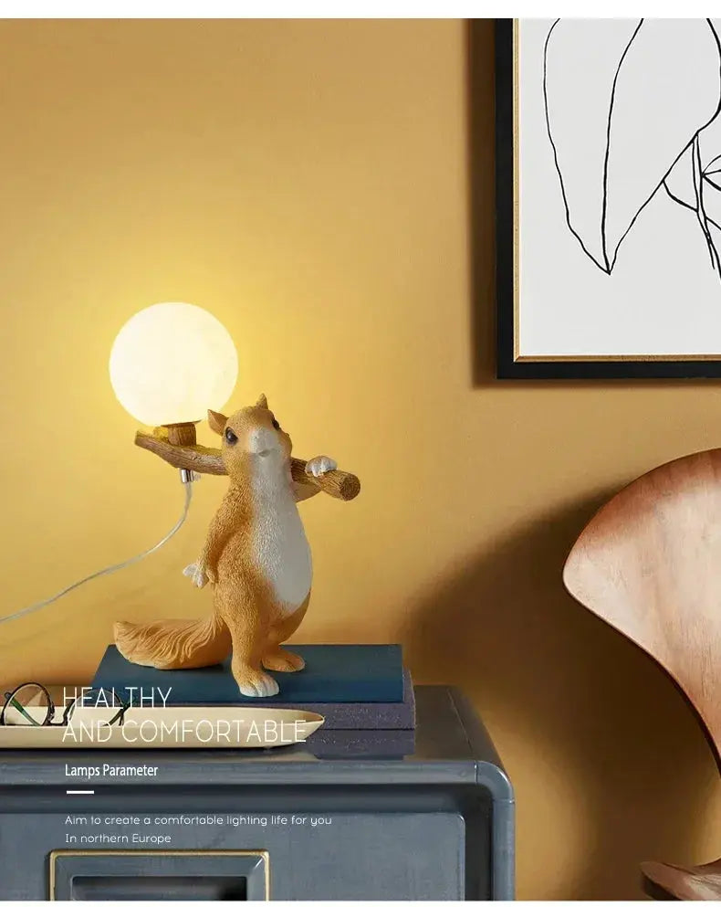 Bedside Lamp Table Lamp Children Desk Lamps Nordic Modern Creative for Living Room Bedroom Cute Decoration Squirrel Cartoon LED tableandwalllamps