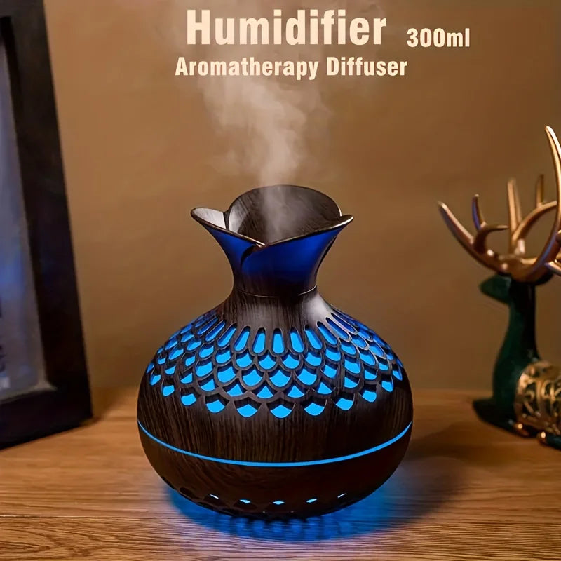 300ml wooden vase colorful light Cool Mist Air Humidifier Aromatherapy essential oil Diffuser usb mini Humidificador tableandwalllamps