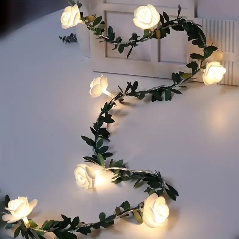 1PC 10 LED Rose Flower String Lights Battery Powered Flower Rose Night Lamp For Wedding Valentines Day Party Garland Decoration tableandwalllamps