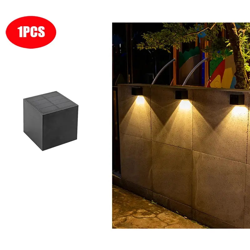 LED Solar Light Outdoor Garden Square Wall Lamp Outdoor Courtyard Garden Fence Lighting Wall Decoration Lamp tableandwalllamps