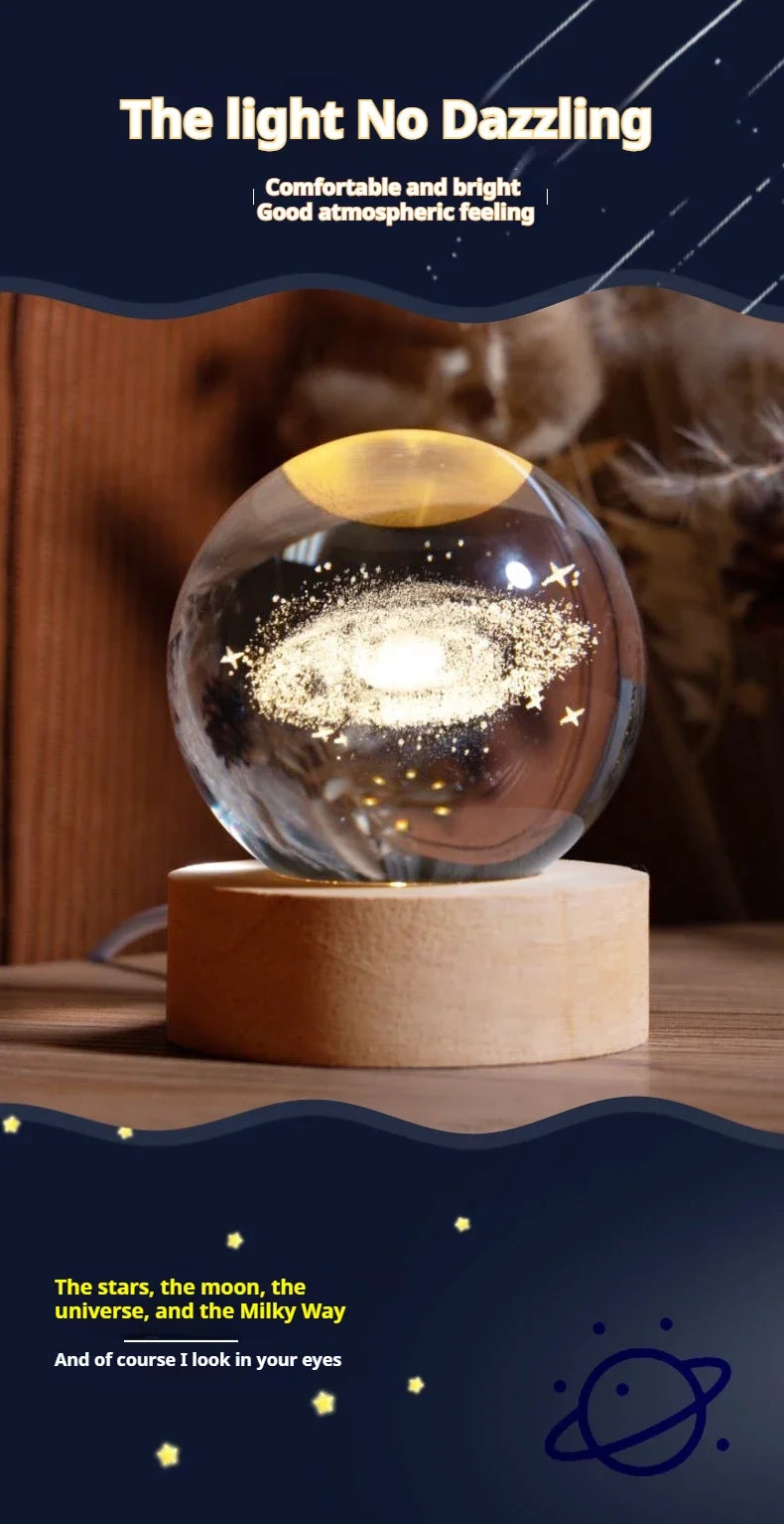 Christmas NEW LED Night Light Milky Way Galaxy Solar System Crystal Ball Children  Lamp Bedroom Ambient Light Creative Gift tableandwalllamps