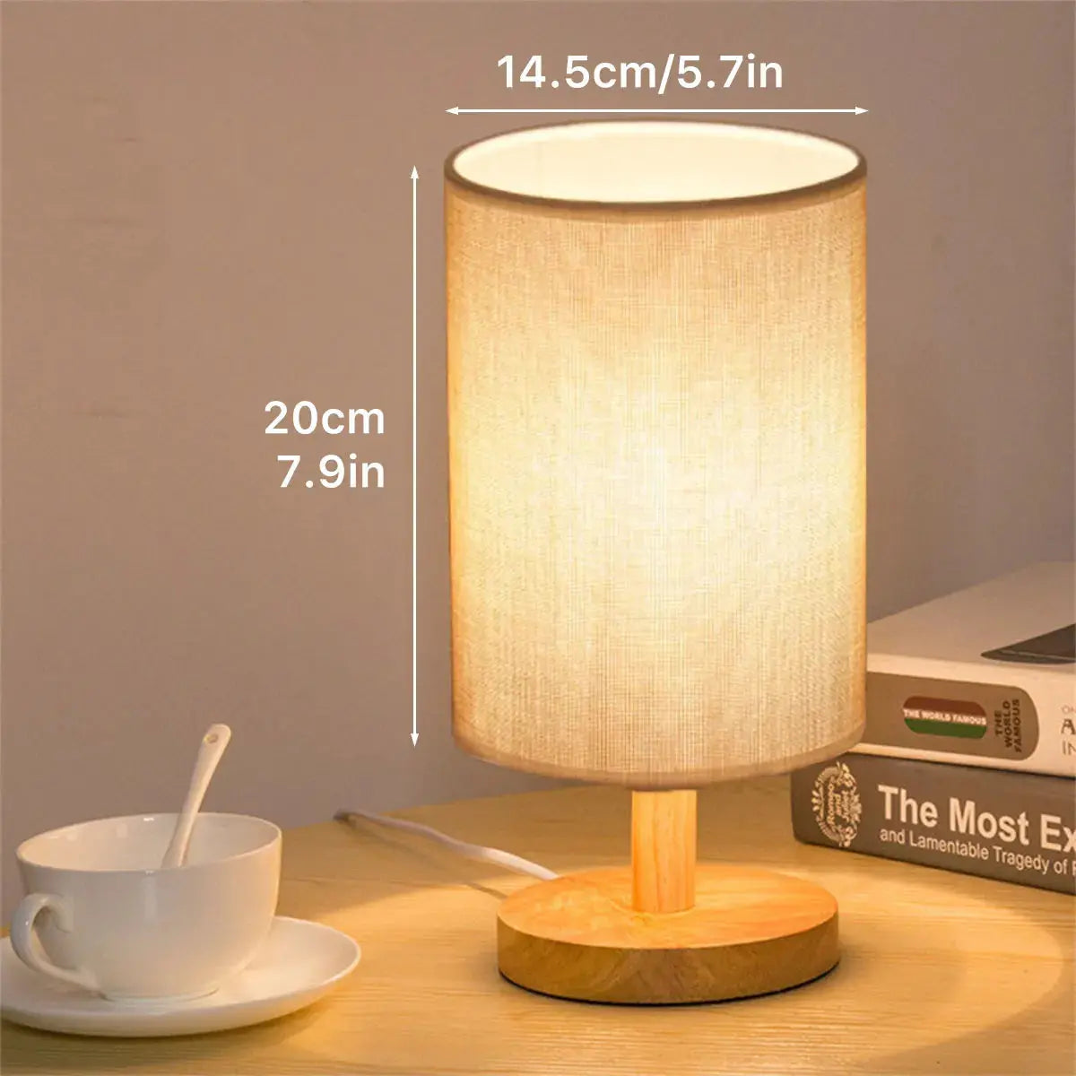 USB Bedside Lamp Night Lights Table Lamp For Bedroom Wooden Desk Lamp Bedside Night Light with Cylinder Lamp Shade Home Decor tableandwalllamps