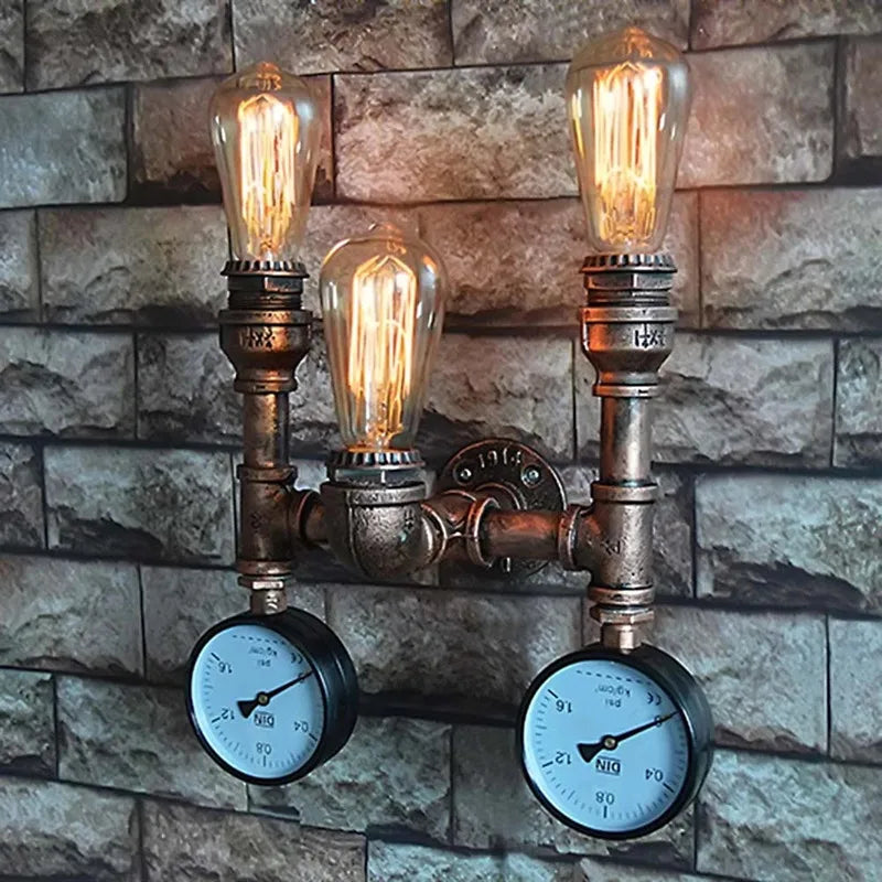 European Retro Wall Lamp Industrial Style Restaurant Bar Entrance Personalized Iron Art Water Pipe Decoration Lighting Fixtures tableandwalllamps