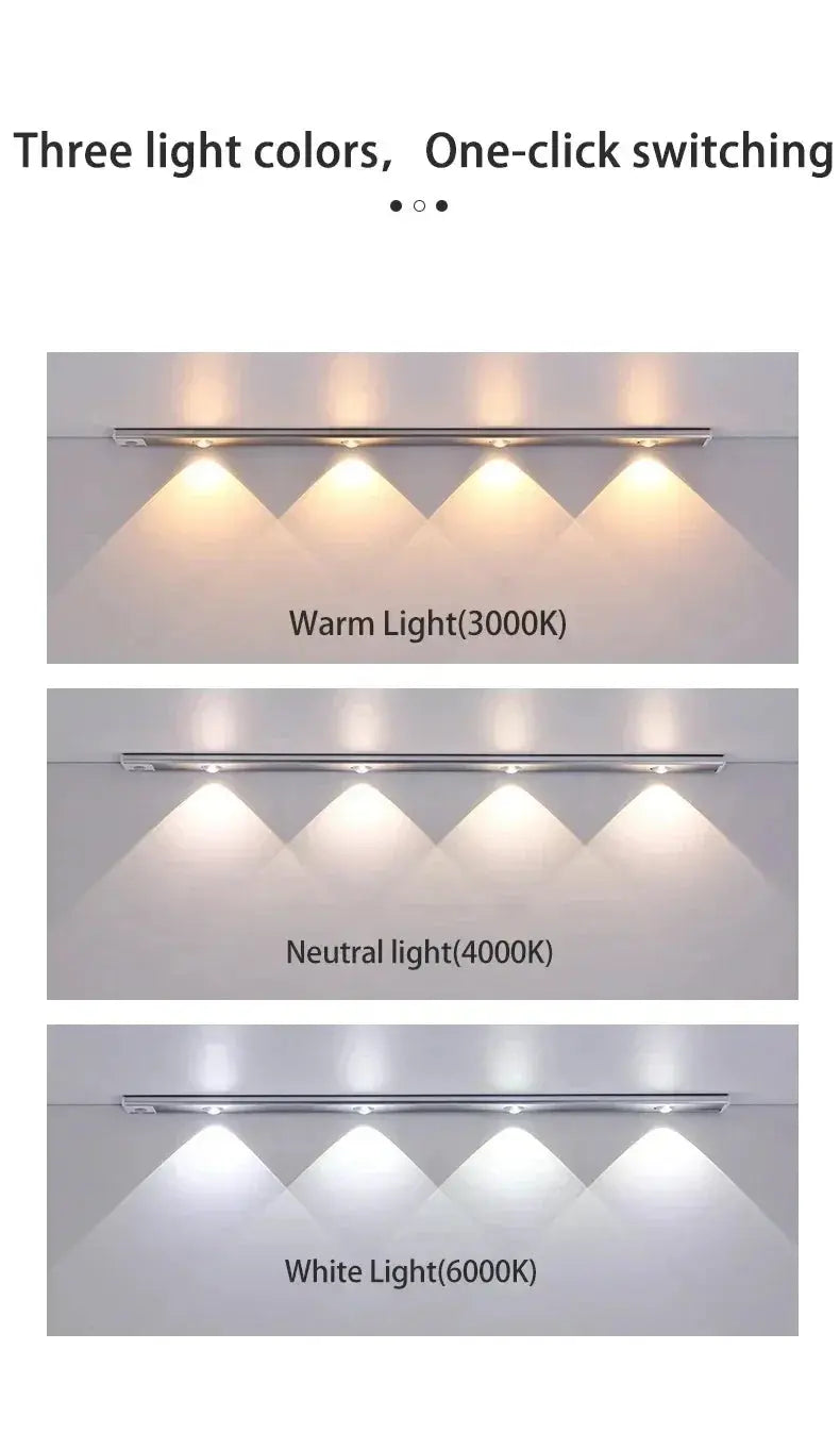 LED Bar Light Motion Sensor USB Rechargeable Cabinet Light For Kitchen Bedroom Wardrobe Lighting 20/30/40/50cm Cabinet Light tableandwalllamps