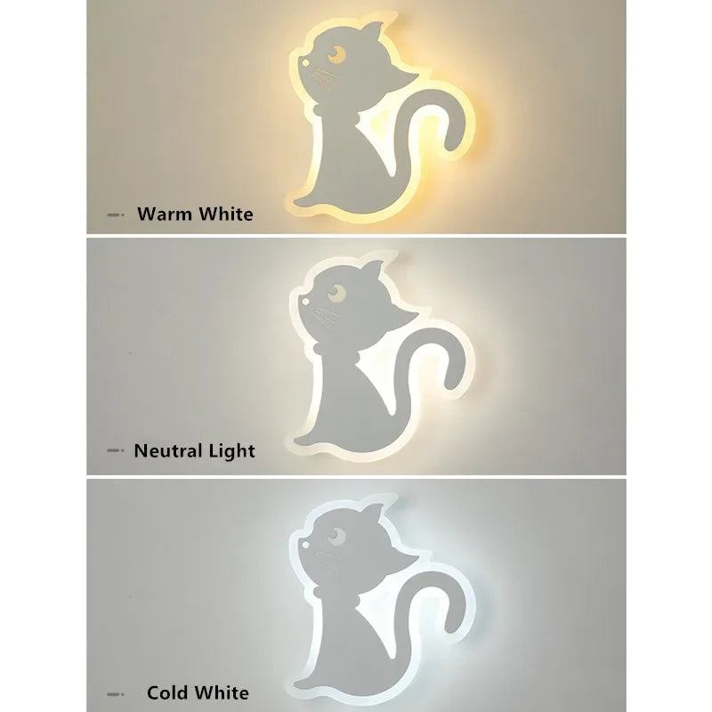 Children's room wall light Northern Europe modern simple creative male and female bedroom minimalist bedside lamp cat wall light tableandwalllamps