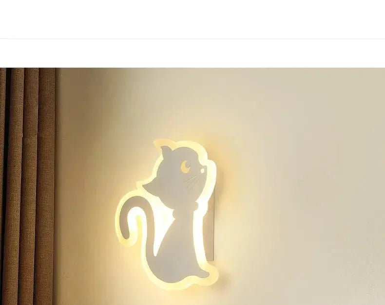 Children's room wall light Northern Europe modern simple creative male and female bedroom minimalist bedside lamp cat wall light tableandwalllamps