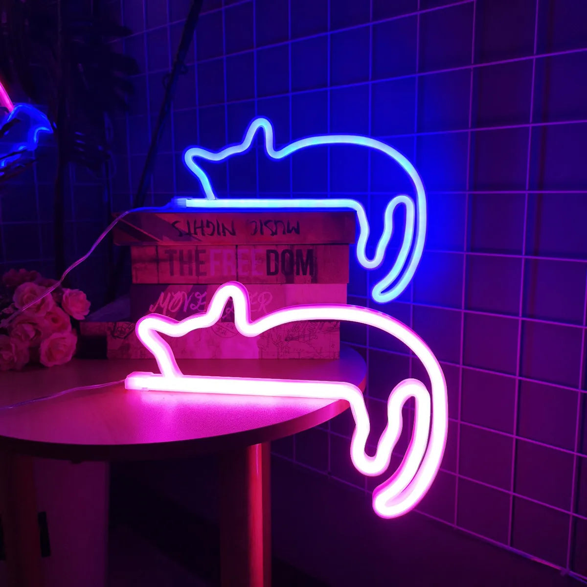 Cat Neon Sign for Wall Decor Led Light Up Sign Decor Pet Store Animal Club USB for Room Wall Home Party Birthday Gift tableandwalllamps