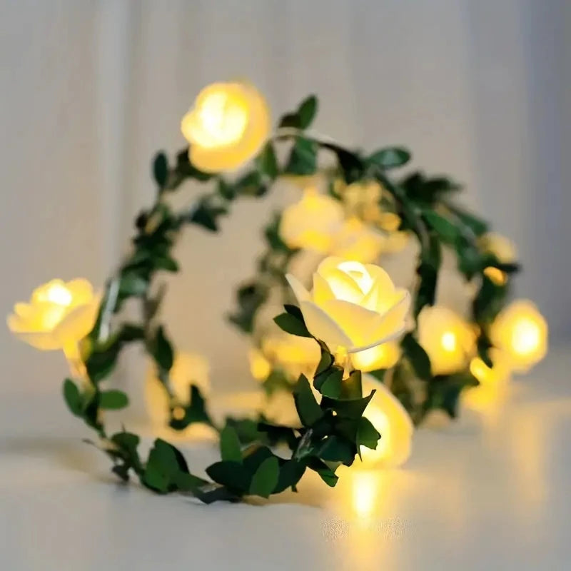 1PC 10 LED Rose Flower String Lights Battery Powered Flower Rose Night Lamp For Wedding Valentines Day Party Garland Decoration tableandwalllamps