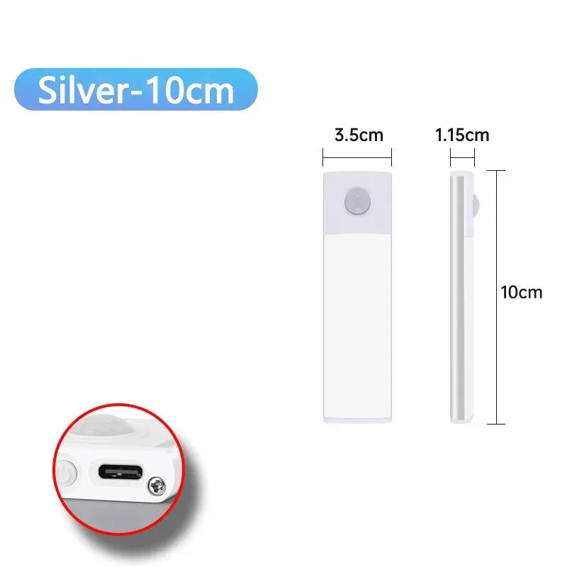 LED Cabinet Light USB Type-C Rechargeable Motion Sensor Led Lamp for Kitchen Wardrobe Cabinet Lighting 20cm/30cm/40cm/50cm/60cm tableandwalllamps