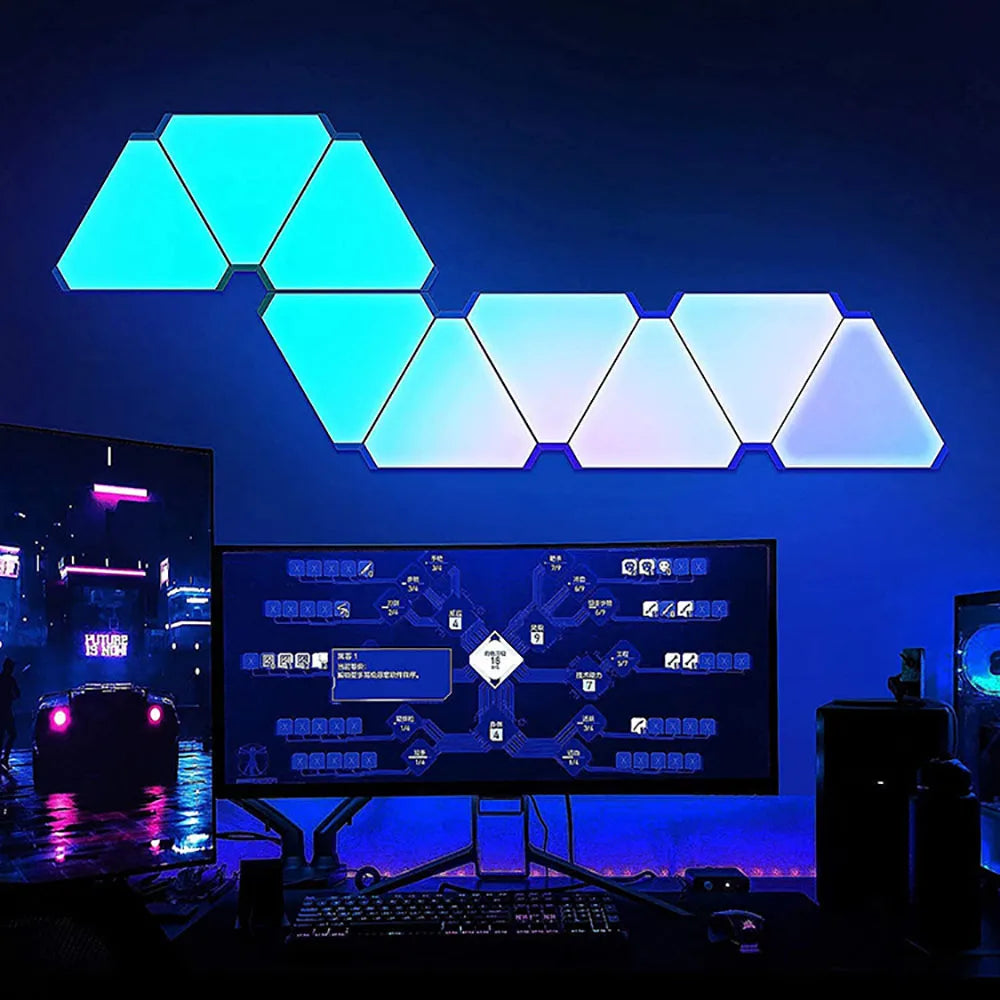 WIFI Bluetooth 5V USB Triangle Lamps Quantum Atmosphere LED Night Light For Game Bedroom Decoration Creative Decorat Wall Lamps tableandwalllamps