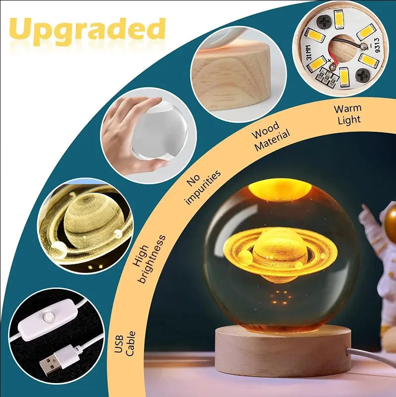 Christmas NEW LED Night Light Milky Way Galaxy Solar System Crystal Ball Children  Lamp Bedroom Ambient Light Creative Gift tableandwalllamps