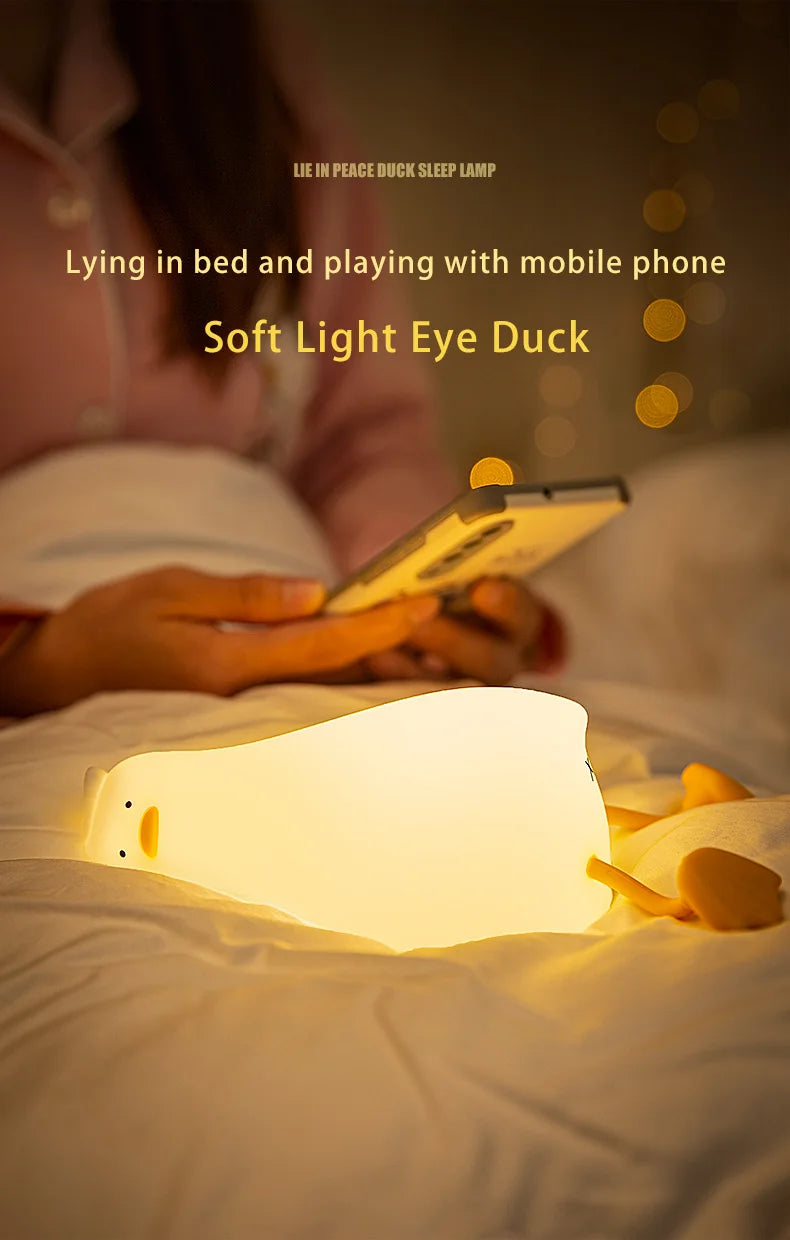 LED Night Lights Cute Rabbit Duck Silicone Lamp USB Rechargeable Desk Light Bedside Decor Kids Baby nightlight Birthday Gift tableandwalllamps