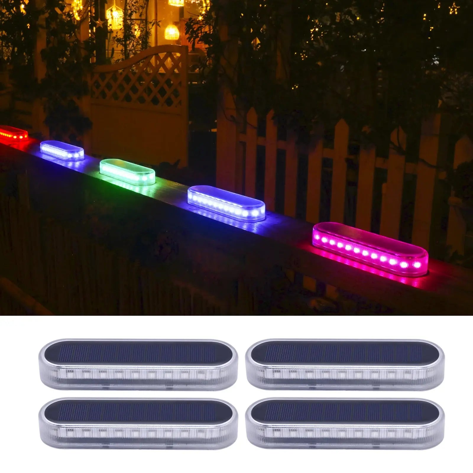 Solar Deck Lights 4 Pack Outdoor Step Lights Waterproof IP68 Led Solar Garden Lights for Railing Stairs Fence Yard Patio Pathway tableandwalllamps