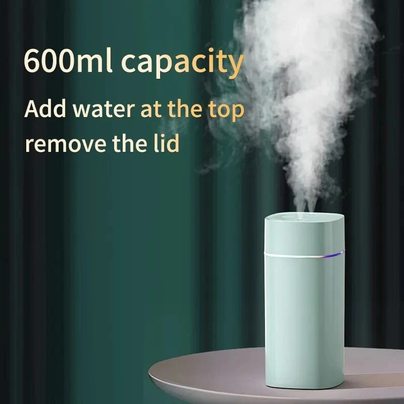 Creative Dual Nozzle Humidifier Desktop Home Bedroom Car Aromatherapy Silent Oil Diffuser Usb 7 Color Ambient Light tableandwalllamps