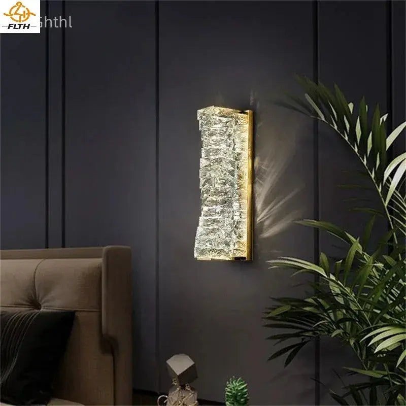 AIGESI Luxury Art Bedroom Crystal LED Bed Wall Lamp High-End Living Room Background Wall Lamp Personality Creative Aisle Light tableandwalllamps