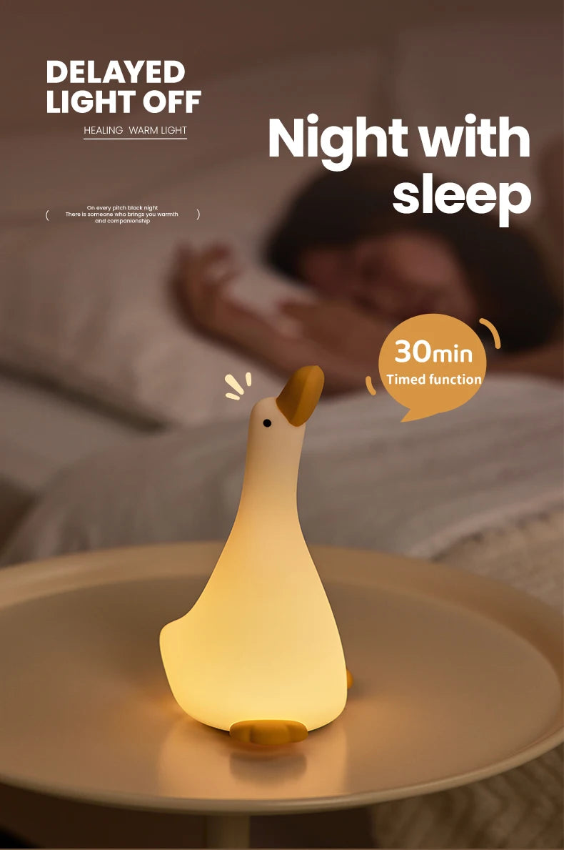 Funny Duck Rechargeable LED Night Light Silicone Lamp Bedside Cartoon Cute Children Nightlights for Home Room Decor Birthday Gif tableandwalllamps