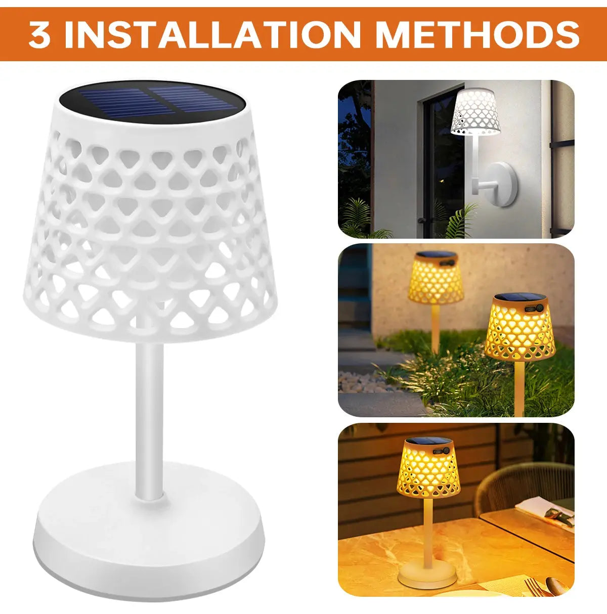 3in1 Solar Table Lamp Outdoor Cordless Solar Ground Light Wall Light for Garden Yard Patio Led Desk Lamp Three Install Way tableandwalllamps