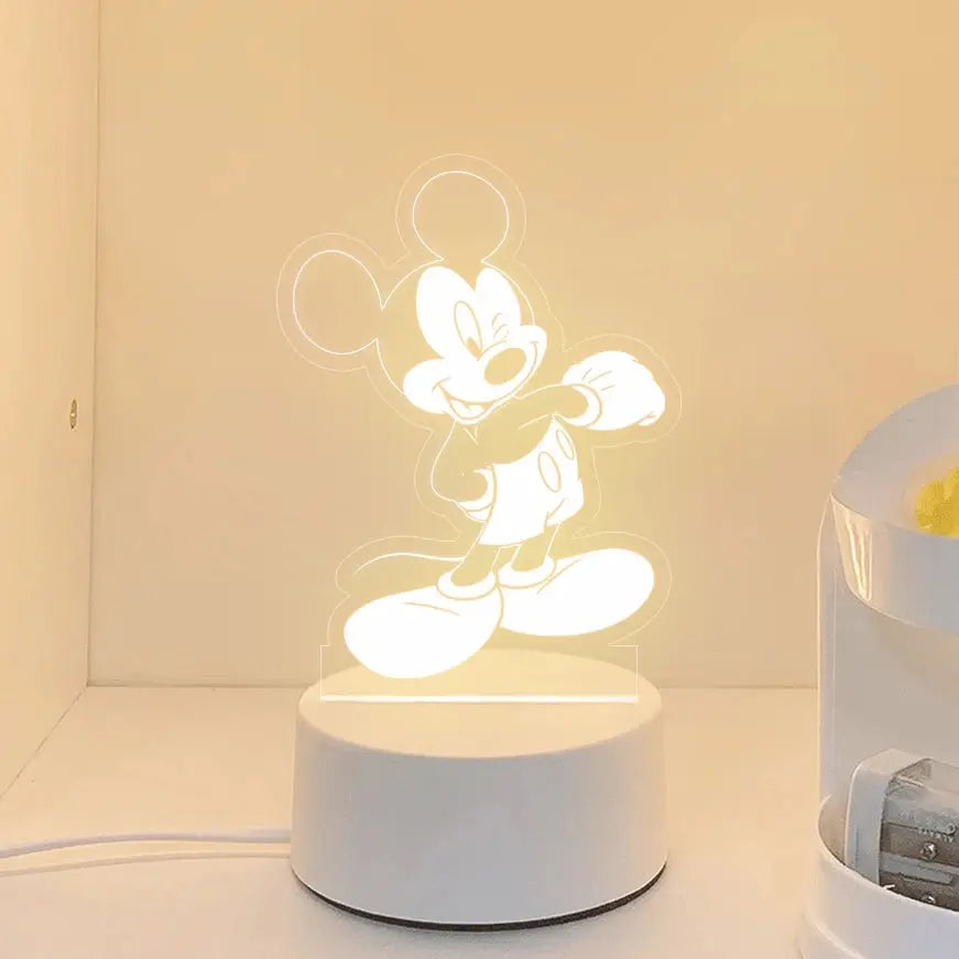 Disney Cartoon Mickey Minnie Mouse Ligthing Cute Ornament Night Light Bedroom Simple Led Lamp Creative Kids Gift tableandwalllamps