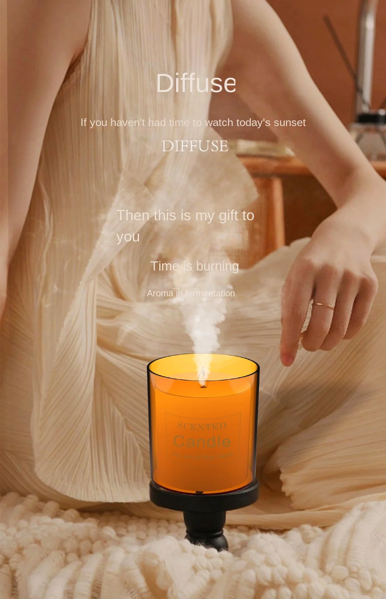 Candle Mist Maker Fogger Atmosphere Light Mini Aroma Essential Oil Diffuser Humidifier Air Freshener Home Decor tableandwalllamps