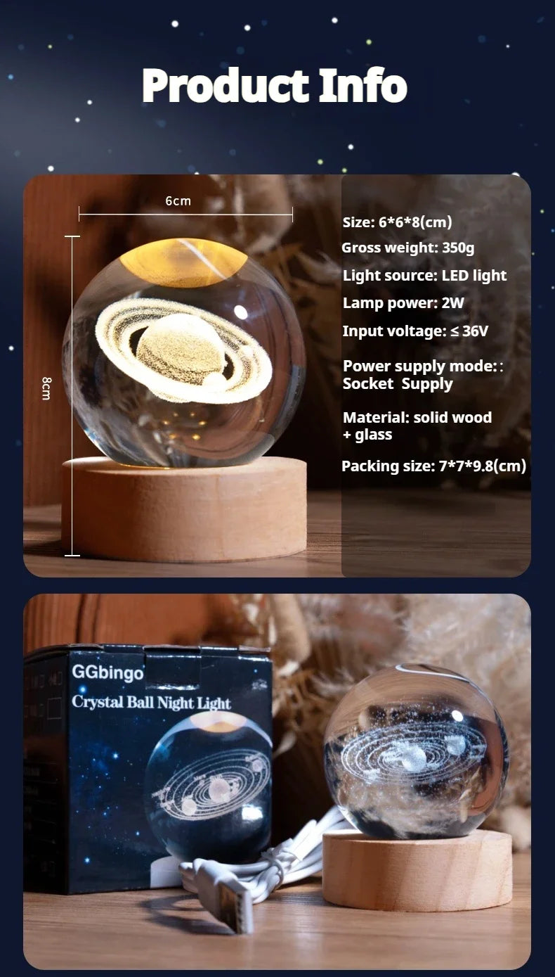 Christmas NEW LED Night Light Milky Way Galaxy Solar System Crystal Ball Children  Lamp Bedroom Ambient Light Creative Gift tableandwalllamps