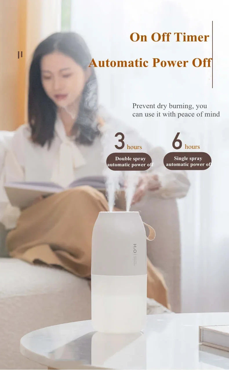 2000mAh USB 300ml Dual Sprayer Air Humidifier Rechargeable Battery Wireless Fogger Diffuser Light Umidificador tableandwalllamps