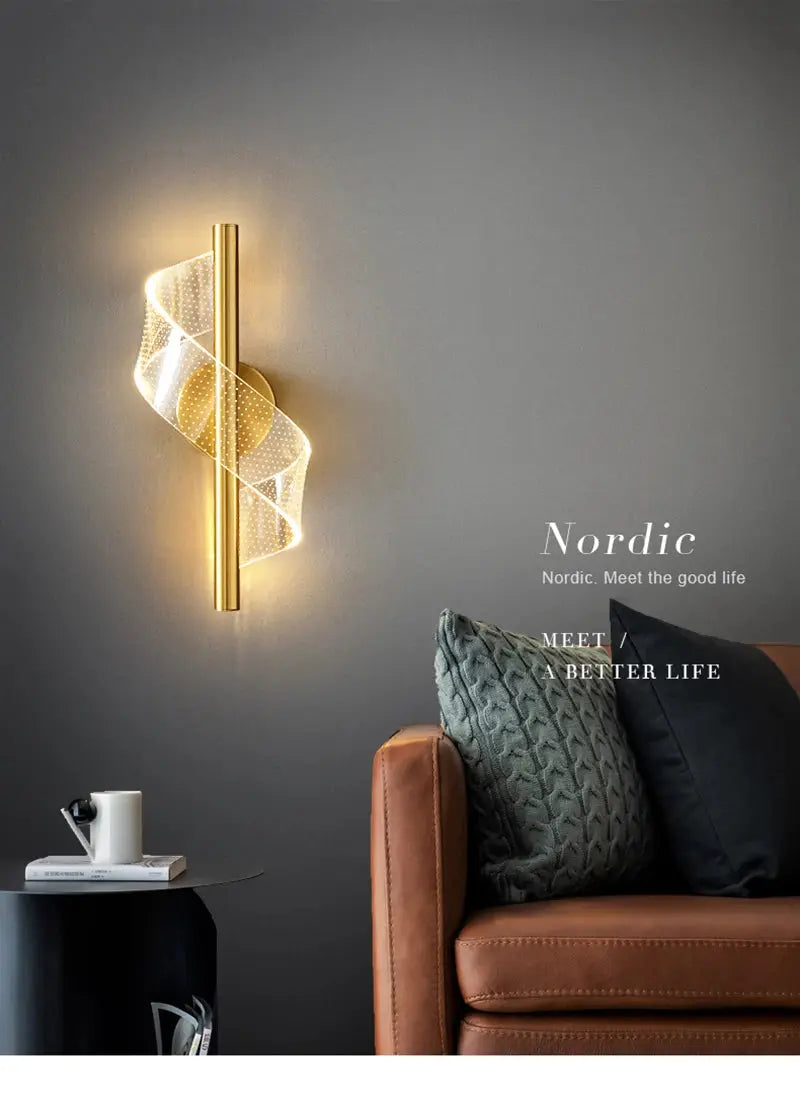 Nordic Spiral LED Pendant Lights Bedside Hanging Lamp Indoor Lighting Bedroom Living Room Home Decoration Modern Acrylic Light tableandwalllamps