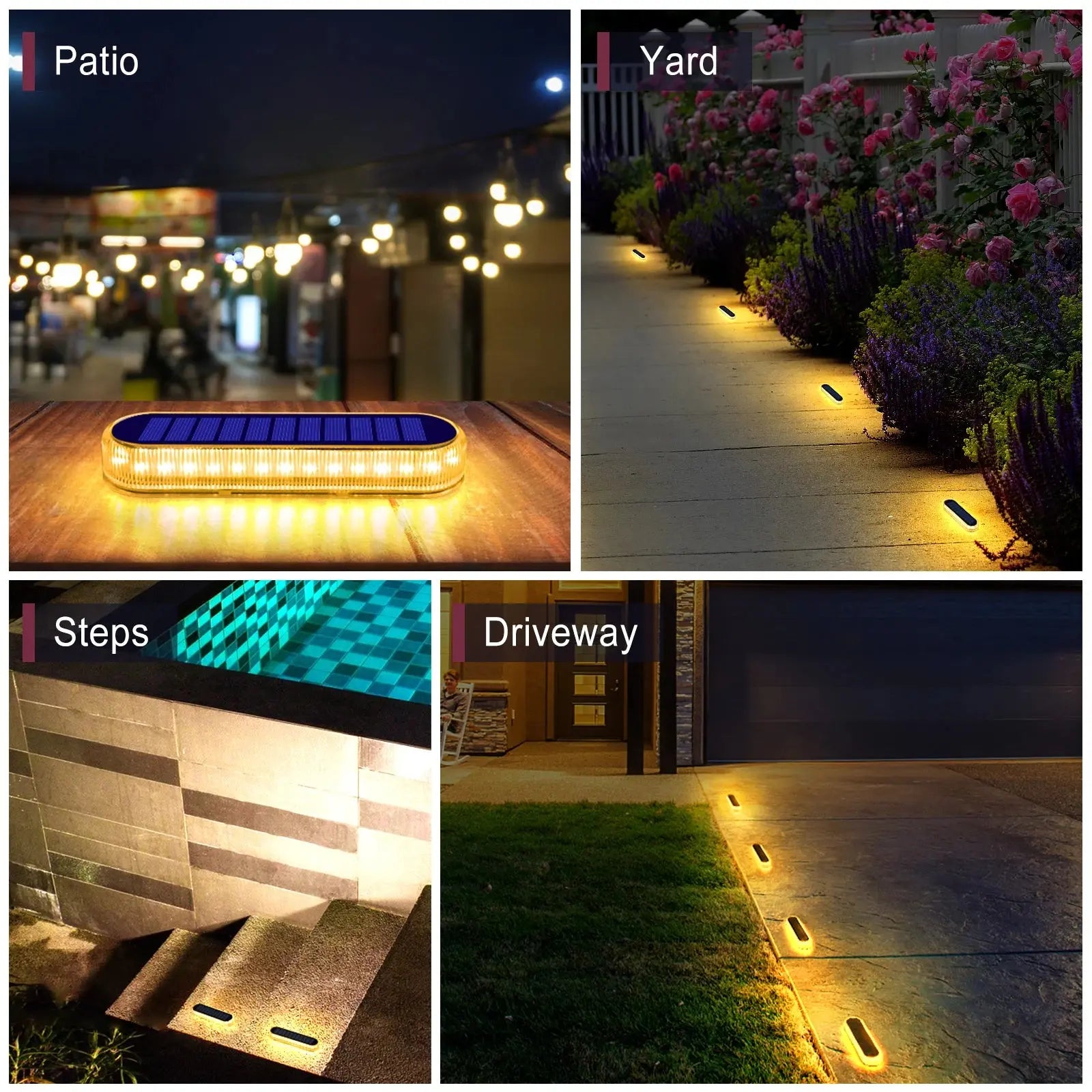 Solar Deck Lights 4 Pack Outdoor Step Lights Waterproof IP68 Led Solar Garden Lights for Railing Stairs Fence Yard Patio Pathway tableandwalllamps