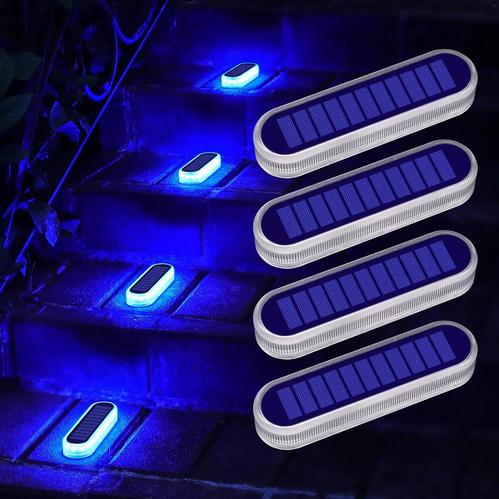 Solar Deck Lights 4 Pack Outdoor Step Lights Waterproof IP68 Led Solar Garden Lights for Railing Stairs Fence Yard Patio Pathway tableandwalllamps