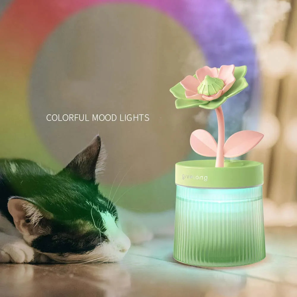 2024 Humidifier Portable USB Ultrasonic Colorful Cup Aroma Diffuser Cool Mist Maker Flower Air Humidifier Purifier With Light tableandwalllamps