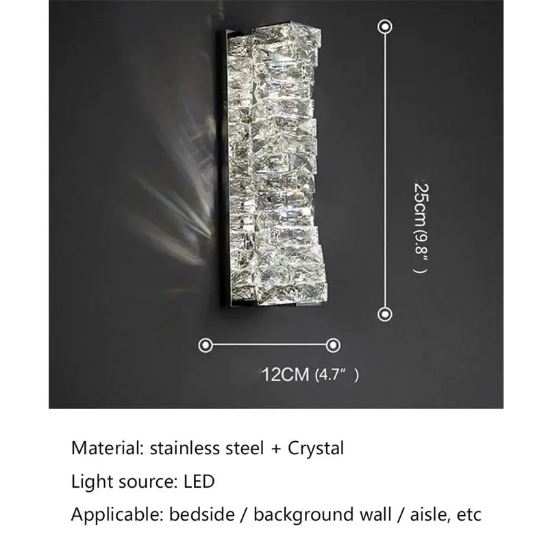 AIGESI Luxury Art Bedroom Crystal LED Bed Wall Lamp High-End Living Room Background Wall Lamp Personality Creative Aisle Light tableandwalllamps