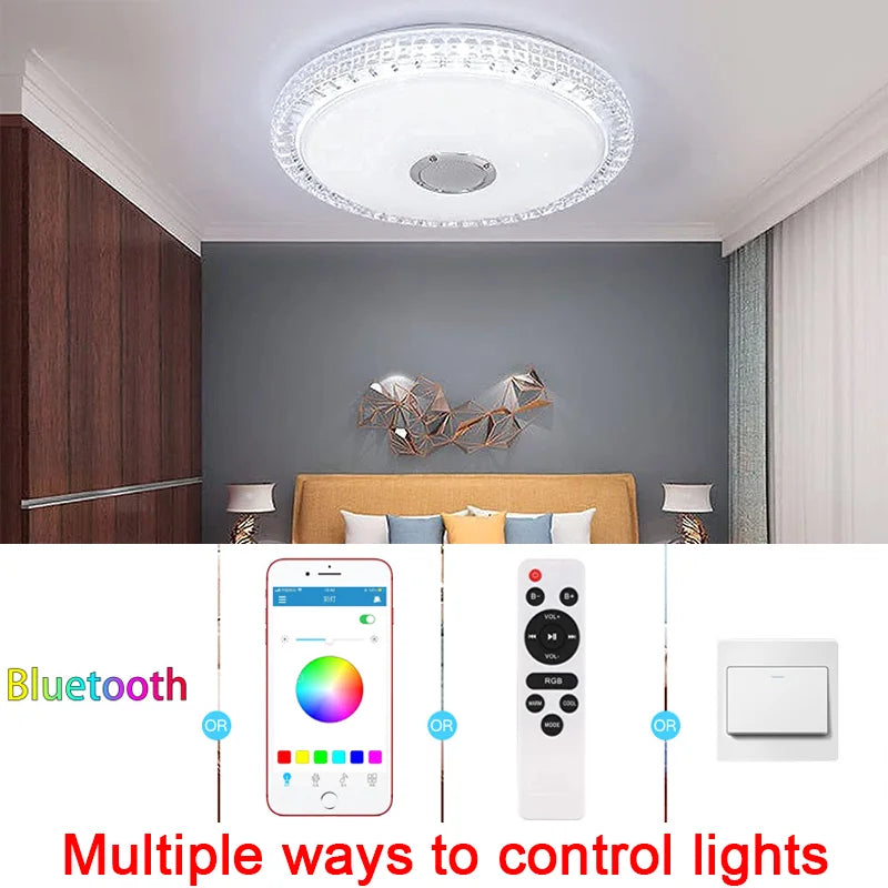 LED Ceiling Light Smart App Control RGB Music Ceiling Lamp Bluetooth Speaker Indoor Living Recreation Room Bedroom Light110/220V