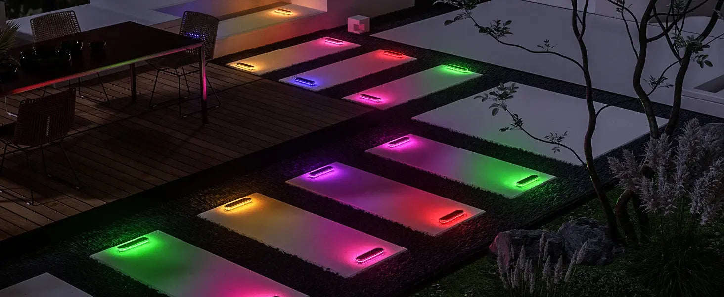 RGB Solar Step Lights Outdoor Solar Path Garden Light Waterproof IP68 Solar Deck Lamp Decoration for Patio Stair Fence Courtyard tableandwalllamps