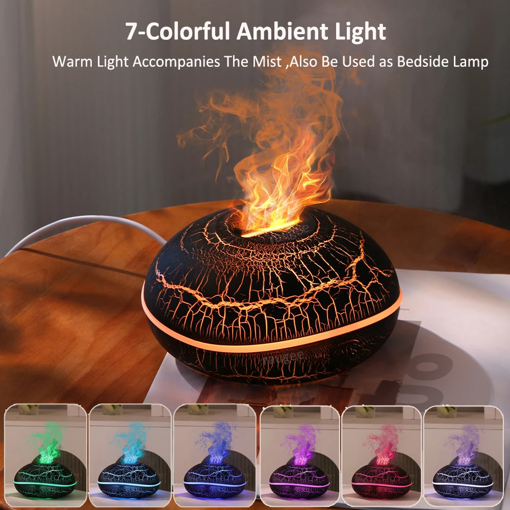 Flame Humidifier Aroma Diffuser Essential Oil Diffuser Fire Humidifier for Home Aromatherapy Fragrance Diffuser with Night Lamp tableandwalllamps