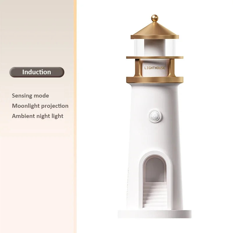 Lighthouse Night Lights Remote Control Moonlight Projection Lamp Magnetic Camping Lamps Bluetooth Music Dimmable Ambient Light tableandwalllamps