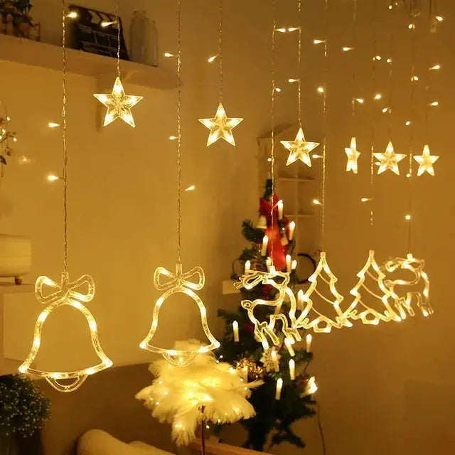 Christmas Lights Solar Moon Star LED String Lights Decoration for Home outdoor Wedding Led Curtain Lamp Holiday Decor tableandwalllamps