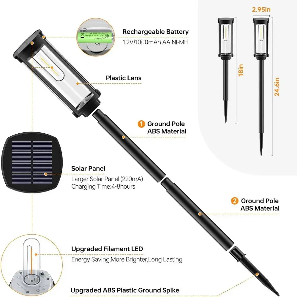 Bright Solar Pathway Lights Outdoor, 8 Pack Solar Powered Garden Lights Waterproof, Auto On/Off Solar Yard Lights for Lawn Patio tableandwalllamps