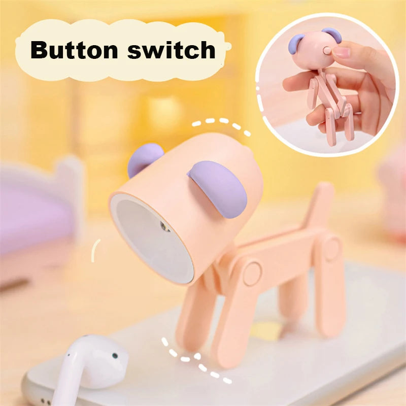 LED Night Light Mini Cute Pet Light Kawaii Gift Cartoon Dog Deer Folding Table Lamp Kids Room Bedside Bedroom Living Room Decor tableandwalllamps