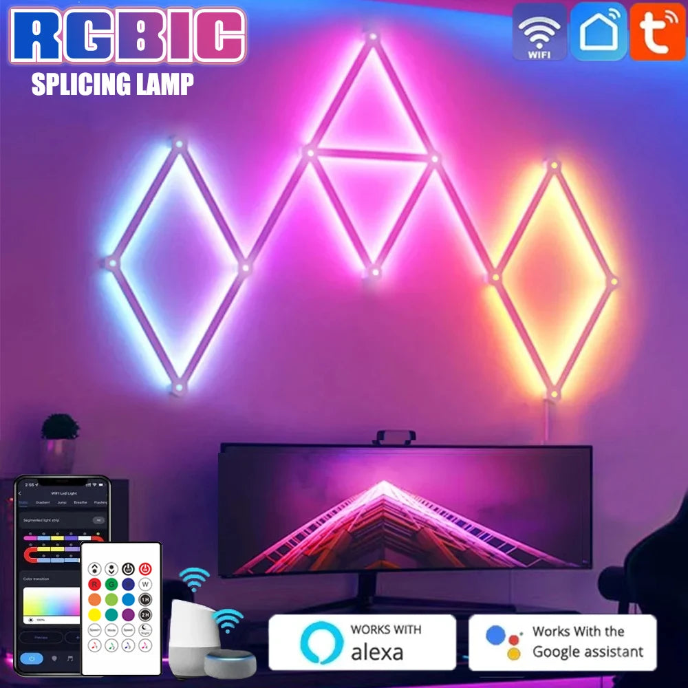 RGBIC LED Smart Wall Lamp Bar WIFI Music Sync Atmosphere Night Light TV wall game room bedroom DIY decoration lights APP control tableandwalllamps