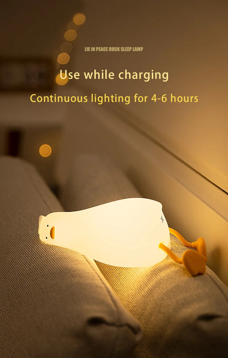 LED Night Lights Cute Rabbit Duck Silicone Lamp USB Rechargeable Desk Light Bedside Decor Kids Baby nightlight Birthday Gift tableandwalllamps