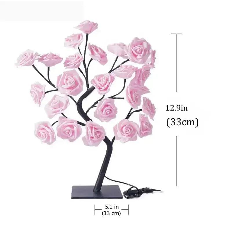 24 LED Rose Lamp, Rose Light Tree Table Top Decorations for Wedding Mother's Day Valentine’s Day Decorations, Gift for Girls Mom tableandwalllamps