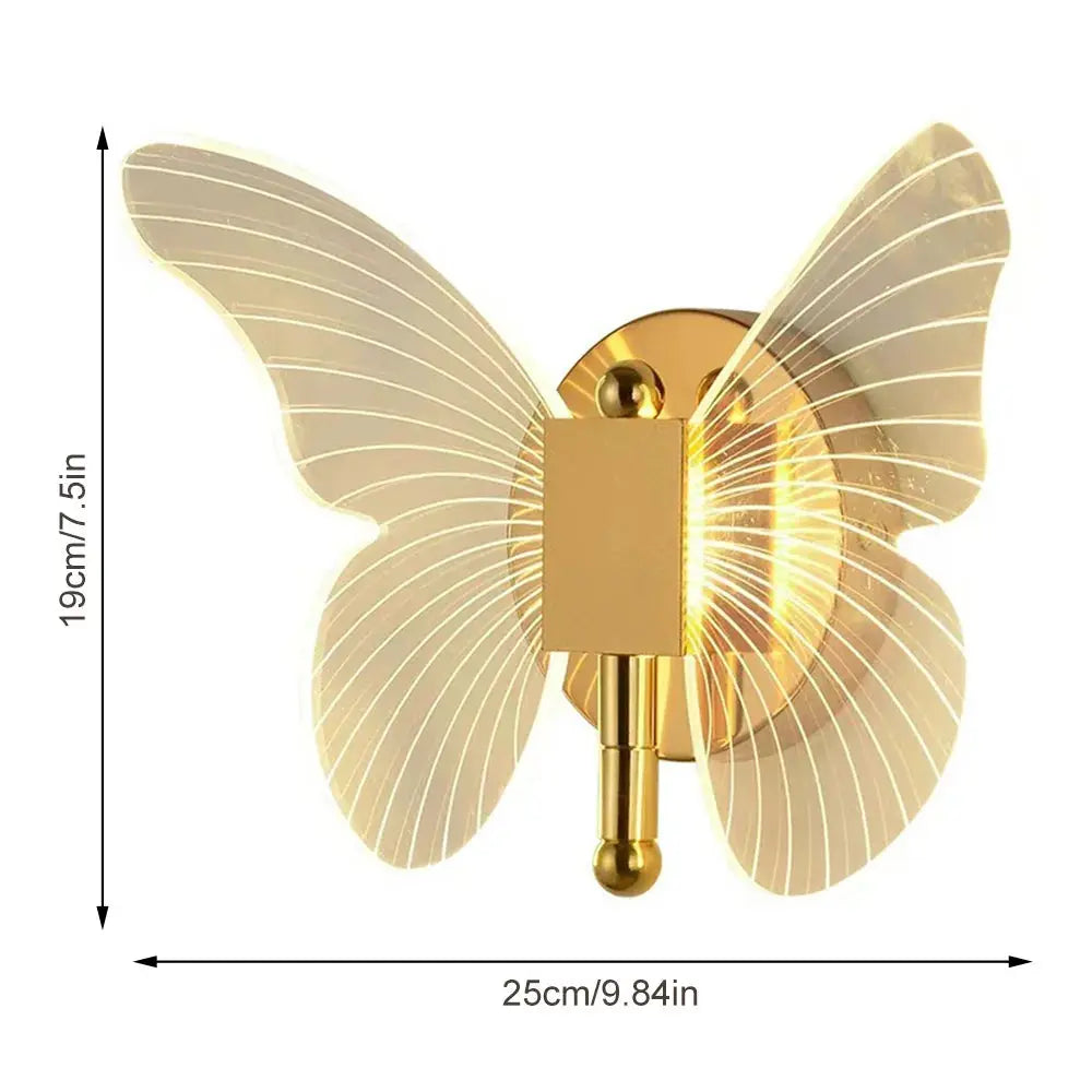 Butterfly LED Wall Lamp Interior Modern Metal Acrylic 110V-220V Wired Wall Lamp Tricolor Adjustment Bedside Wall Light Sconces tableandwalllamps